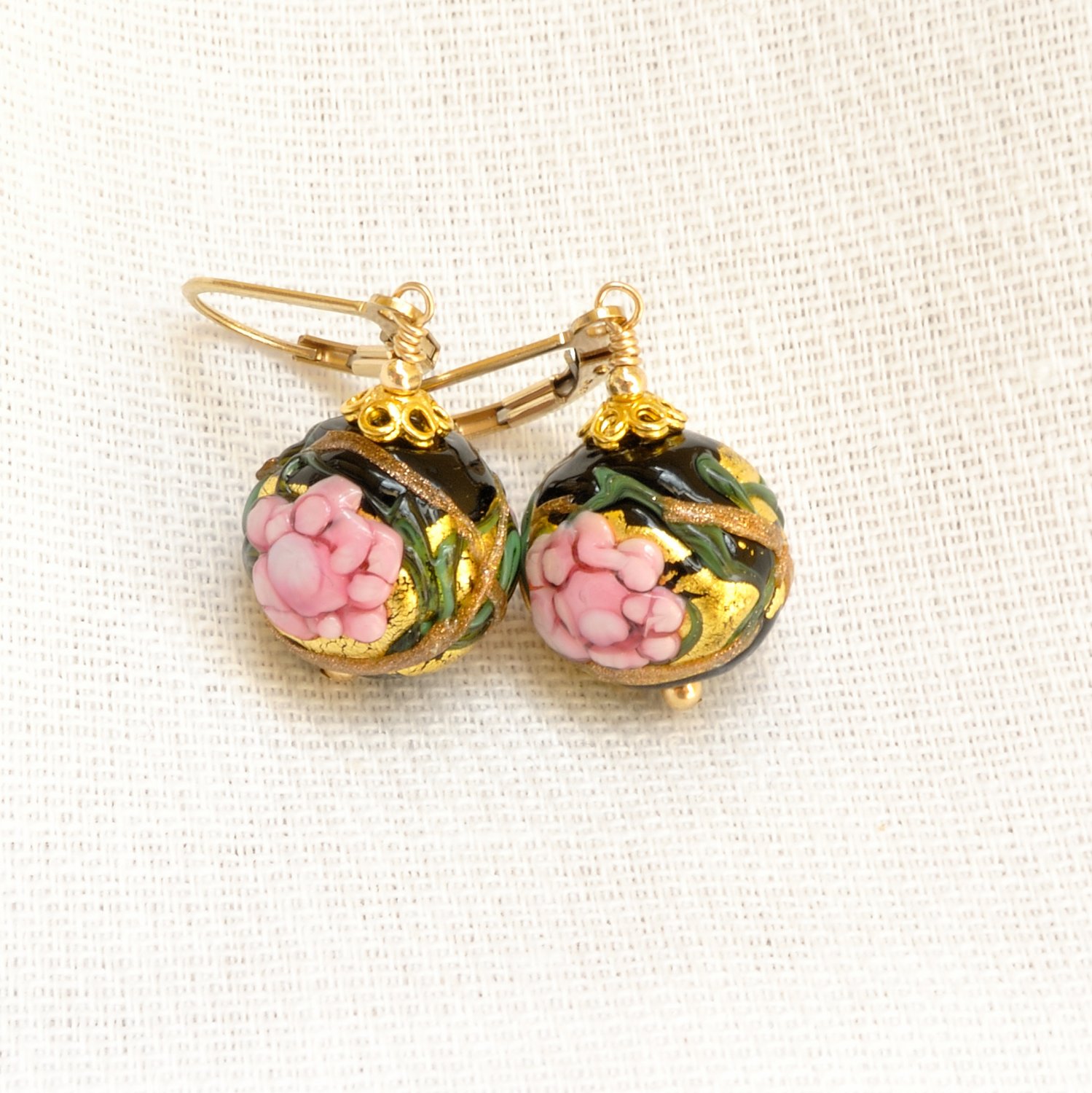 Genuine Murano Glass Gold Filled Leverback Earrings