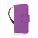 MPERO FLEX FLIP Wallet ID Purple Leather Cover Carrying Case for HTC One Mini M4