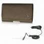Car Charger+Brown Pouch Case for Samsung Galaxy Note 1/2 N7100 i9220 Holster