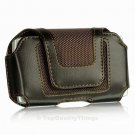 Luxmo Brown Horizontal Leather Pouch Holster Belt Clip Case+Velcro Flap INF Size