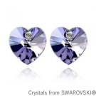 Sapphire color women crystal stud heart earrings Made with SWAROVSKI ELEMENTS