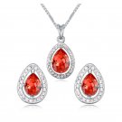 Set of pendant and earrings, water drop shape with swarovski crystal