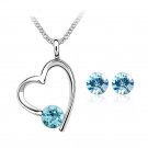 Set of heart pendant and round earrings, with swarovski crystal