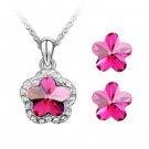Set of pendant and earrings, flower, with swarovski crystal