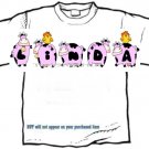 T-shirt, Your Name in PINK HAPPY HEIFERS, pinks cows, chickens - (adult 3xlg)