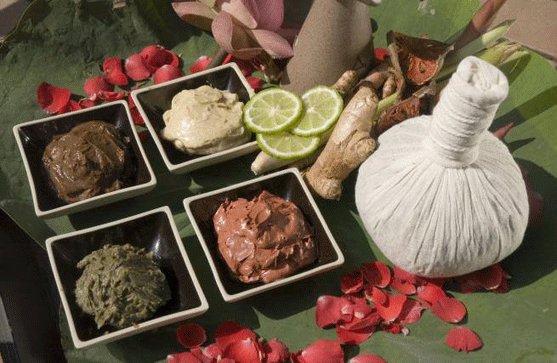 Compress massage ball Thai herb in spa
