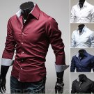 Men Casual long-sleeved  Dress shirts turn down collar slim fit fashion shirt
