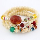 Women Multi Rosary Seed Glass Wood Bead Bracelet