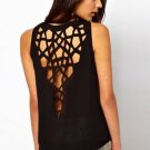 Back Hollow Out Backless Women O-collar Vest T-shirt