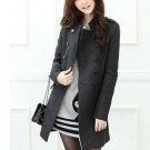 Women Slim Trench Wool Blends Coat Mandarin Outwear