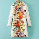 Women Elegant Trench Coat Positioning Flower Prints Jacquard Outwear
