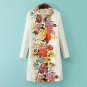 Women Elegant Trench Coat Positioning Flower Prints Jacquard Outwear