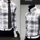 Men's Slim Fit Long-Sleeve Plaid Shirt Casual Cotton Dress Shirt
