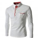 Polka Dot Male Slim Fit Cotton Mens Dress Shirts Casual Shirt