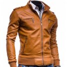 Vinatage Slim Fit Leather Jacket De Couro Masculina
