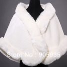 Ivory Faux Fur Wedding Shawl Warm Winter Jacket Bridal+Large Size