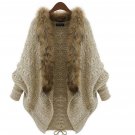 Winter Fashion Knitted Cardigan Women Bat Medium Size Collar Shawl