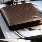 Men Genuine Leather Plaid Wallet Pocket Wallets