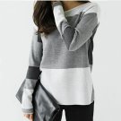 Women Shirt Style Patchwork Polyester Casual Jersey O-Neck Full Sleeve
