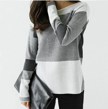 Women Shirt Style Patchwork Polyester Casual Jersey O-Neck Full Sleeve