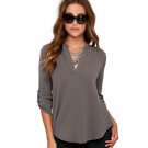 Women v-neck loose Blouse Top Wear Shirt Large Size