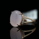 Pink Ellipse Opal Germstone Rings 18K Gold Plated