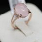 Pink Ellipse Opal Germstone Rings 18K Gold Plated