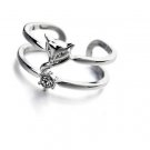 Fox Design Plated Platinum Cuff Finger Rings For Women