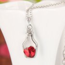 Shine Crystal Love Heart Drift wish Bottle Pendant Necklace