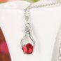 Shine Crystal Love Heart Drift wish Bottle Pendant Necklace