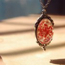 Delicate Antique style necklac And Dried Rose Flowers