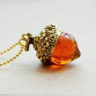 Vintage Water Drop Glass Acorn Oak Pendants Necklace