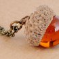 Vintage Water Drop Glass Acorn Oak Pendants Necklace