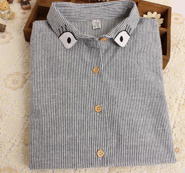 New Harajuku Eyes embroidery women Blouses Shirts