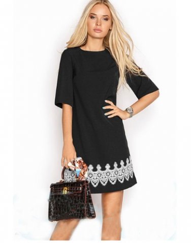 free ship 2018 Women Lace Vintage Casual Mini Dress
