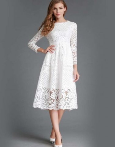 free ship Hollow Out Elegant White Lace Elegant 2018/Medium/Large