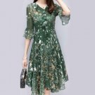 free ship Chiffon Dress Women Half Sleeve 2018/Medium/Large