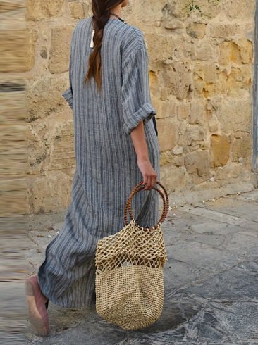 free ship Women Striped Wear Dress 2018/Medium/Large