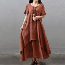 free ship Original Vintage Loose White Cotton Dress 2018/Medium/Large