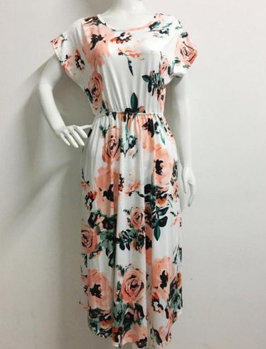 free ship Summer Dress Women Floral Dress Sleeve One 2018/Medium/Large