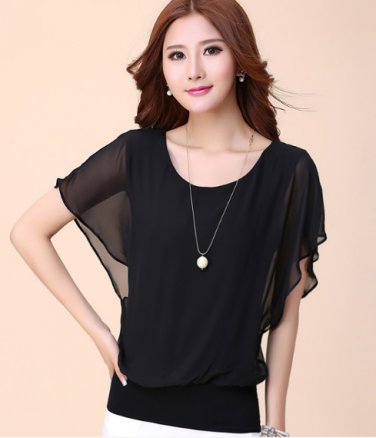free ship 2018 Women Summer Chiffon Blouse Shirts/Medium/Large