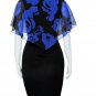 free ship Rose Print Chiffon O-Neck Ruffles Party Dress 2018/Medium/Large
