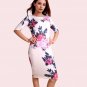 free ship Women Elegant Dress Floral Print Work 2018/Medium/Large