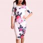 free ship Women Elegant Dress Floral Print Work 2018/Medium/Large