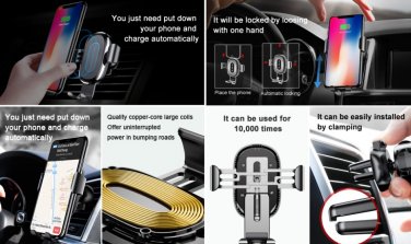 Wireless Mount Holder Car X-Phone/8/Plus Charger .