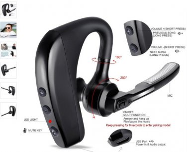 Free shipping Business Headset Wireless Earphone Car Bluetooth/Glaxy/Iphone 2018