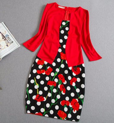 Autumn Pencil Dress  Black Red Fashion Female Bodycon  Ladies Work Wear Vintage Women Clothes