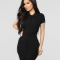 Shirt Mini Dress Sexy Solid Ladies Turn-down Collar Summer Women Dresses
