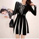 New arrival Korean style  lace up bow Knitted sweaters Dress women winter dress