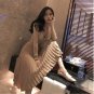 New Knitted Dresses Female Korean Long Sleeve V-collar Medium And Long Slim Tide